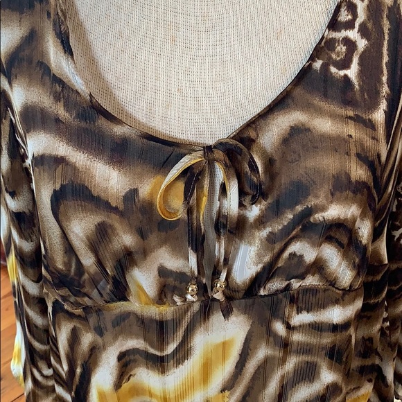 Large Sheer Brown/Yellow/Ecru Top or Cover Up - Picture 2 of 6